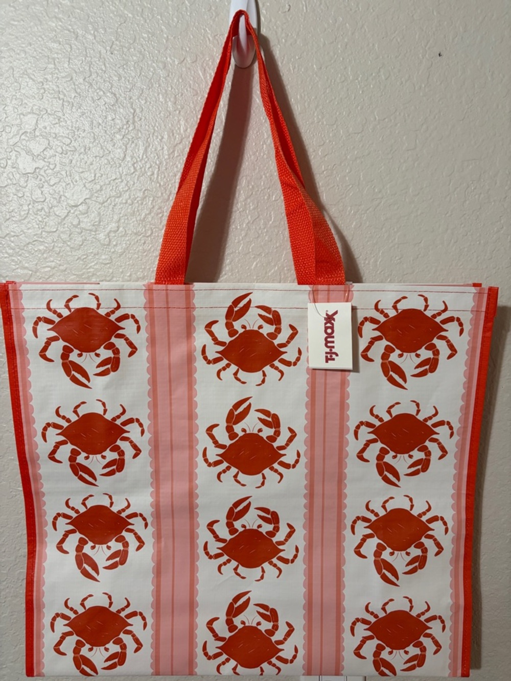 T.J.Maxx Reusable Grocery Tote Bag - Red Crab Print